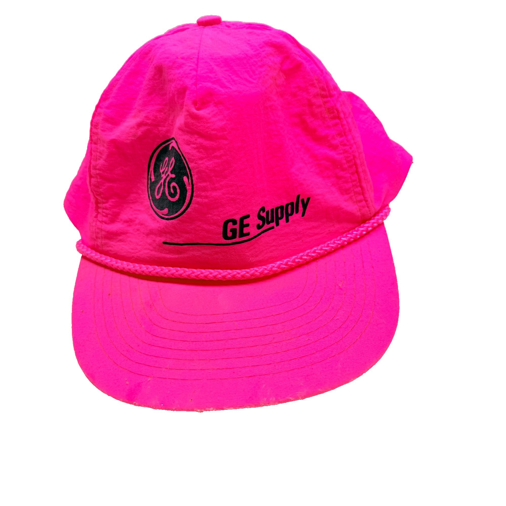 Vintage Neon Pink Rope Trucker Hat GE Supply General Electric